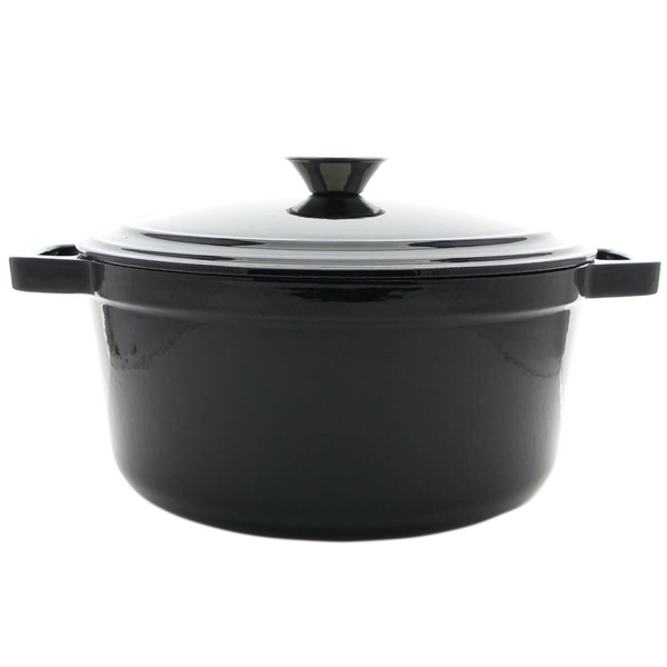 GARNEK ŻELIWNY 4.5L EMALIOWANY Z POKRYWKĄ GAR CZARNY RONDELEK SOLIDNY