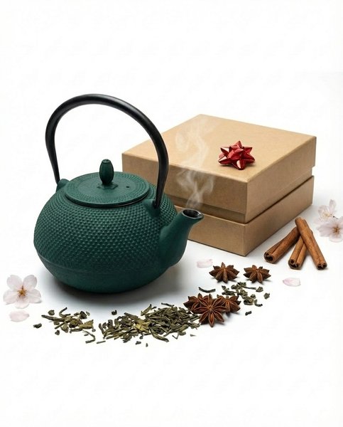 CZAJNIK ŻELIWNY IMBRYK 1.8L DUŻY ZIELONY DO HERBATY + ZAPARZACZ STALOWY