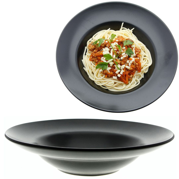 TALERZ GŁĘBOKI TALERZ DO MAKARONU CZARNY 27 CM