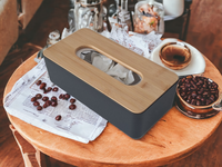 POJEMNIK CHUSTECZNIK PUDEŁKO NA CHUSTECZKI SERWETKI PODAJNIK BAMBUSOWO/PLAS