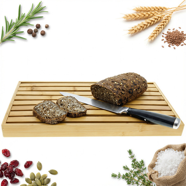 DESKA DO KROJENIA CHLEBA BAMBUSOWA Z PODSTAWKĄ