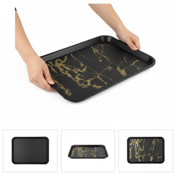 TACA KELNERSKA KUCHENNA CZARNA ANTYPOŚLIZGOWA Z TWORZYWA 41,5×30,5×2 CM