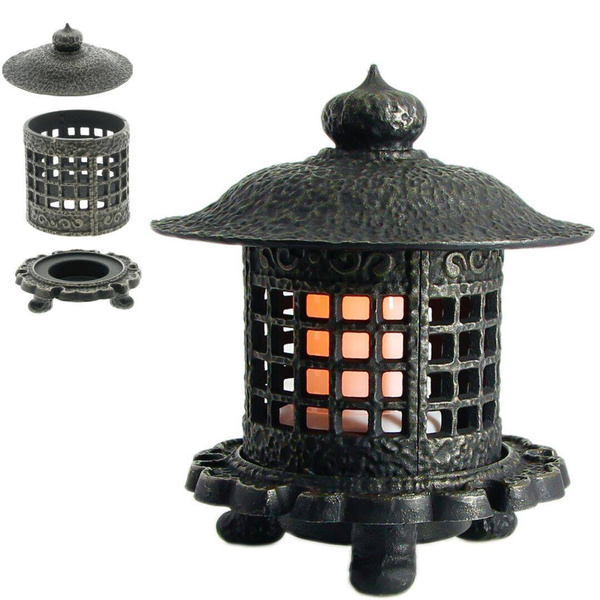 KOMINEK LED LAMPION LATARNIA ŻELIWNA LAMPA 3D Z OGNIEM RUCHOMYM PŁOMIEŃ