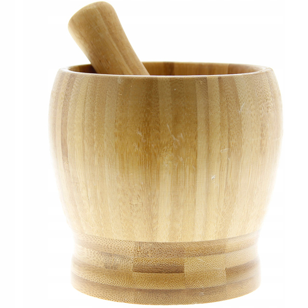 MOŹDZIERZ Z TŁUCZKIEM KUCHENNY BAMBUSOWY DREWNIANY DO ZIÓŁ I PRZYPRAW