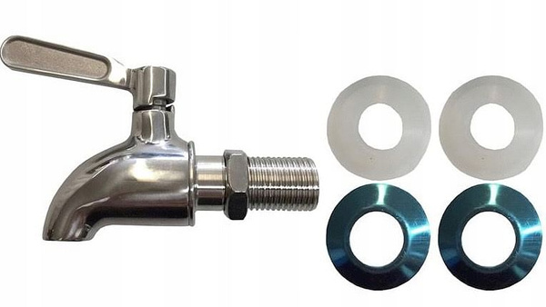 KRANIK STALOWY KRAN DO SŁOJA KARAFKI + USZCZELKA