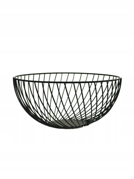 KOSZYK METALOWY CZARNY DRUCIANY NA OWOCE OZDOBNY