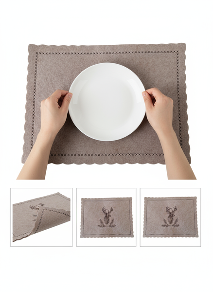 FILCOWA PODKŁADKA ŚWIĄTECZNA POD TALERZE BEŻOWA 30×40 CM DO DEKORACJI