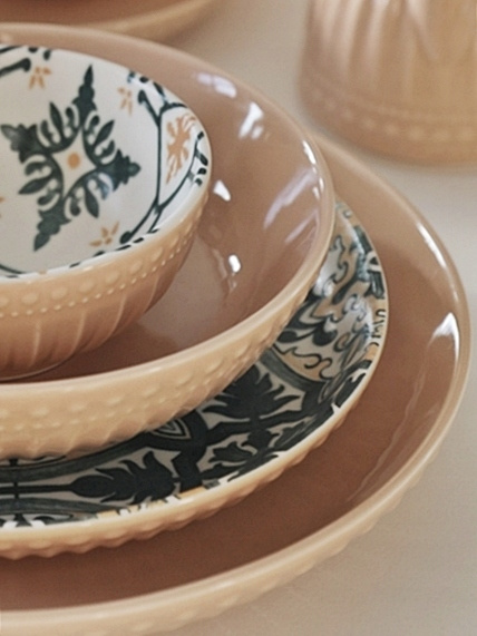 Ceramiczny TALERZ głęboki DO ZUPY 18cm linia MOSAIQUE BEIGE bez wzoru