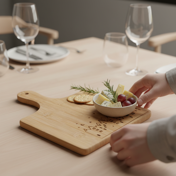 DESKA DO KROJENIA JEDZENIA I SERWOWANIA DAŃ BAMBUS NATURALNY 30×20×1,5 CM