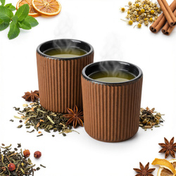 CZARKI ŻELIWNE FILIŻANKI 2 SZT ZESTAW ŻELIWNY DO HERBATY I ZIÓŁ 100ml