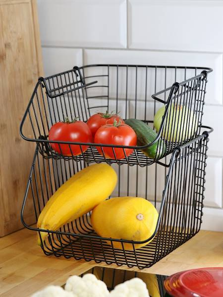 KOSZYK METALOWY PIĘTROWY CZARNY NA WARZYWA OWOCE