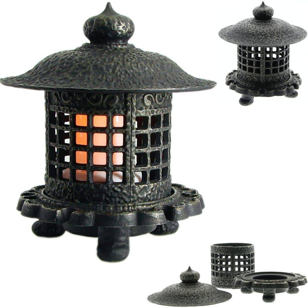 KOMINEK LED LAMPION LATARNIA ŻELIWNA LAMPA 3D Z OGNIEM RUCHOMYM PŁOMIEŃ