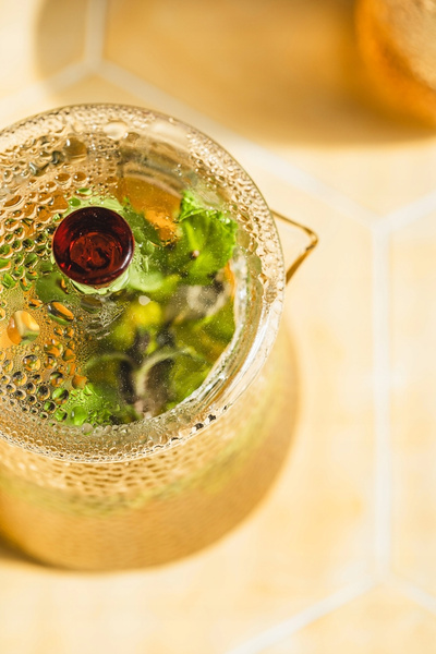 Żaroodporny szklany ZESTAW JACK zaparzacz + 2 szklanki BURSZTYN