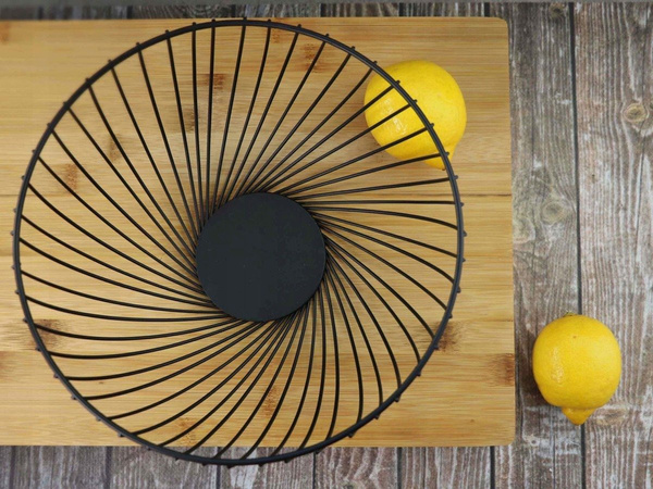 KOSZYK METALOWY CZARNY DRUCIANY NA OWOCE OZDOBNY