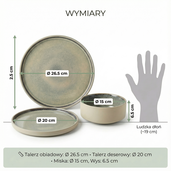 SERWIS OBIADOWY KOMPLET TALERZY 18EL. ZASTAWA OBIADOWA ZESTAW NA 6 OSÓB