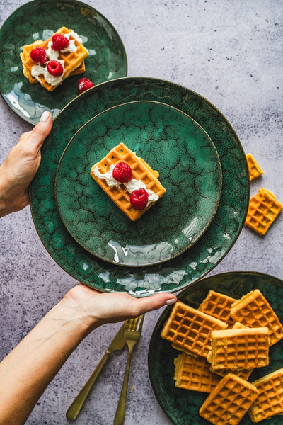 SERWIS OBIADOWY CERAMICZNY 18 ELEMENTÓW DLA 6 OSÓB GREEN GREY OMBRES