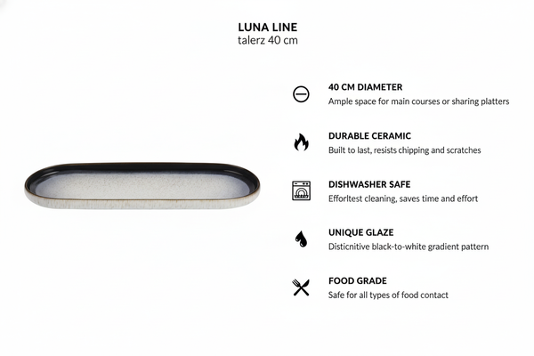 TALERZ CERAMIKA 40 CM LUNA LINE OWALNY DUŻY DO SERWOWANIA
