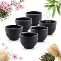 FILIŻANKI CZARKI ŻELIWNE ZESTAW DLA 6 OSOB  DO HERBATY I ZIÓŁ 100 ml CZARNE