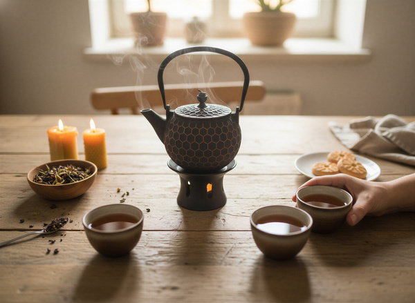 CZAJNIK ŻELIWNY IMBRYK PSZCZOŁKA 1,2 L ZAPARZACZ DO HERBATY + PODGRZEWACZ