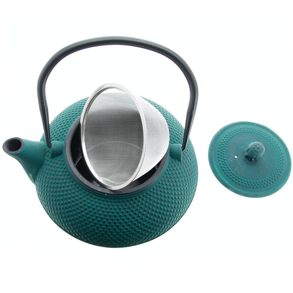 CZAJNIK ŻELIWNY 1,5L IMBRYK 4x CZARKI PODKŁADKA ZAPARCZ SITKO DO HERBATY