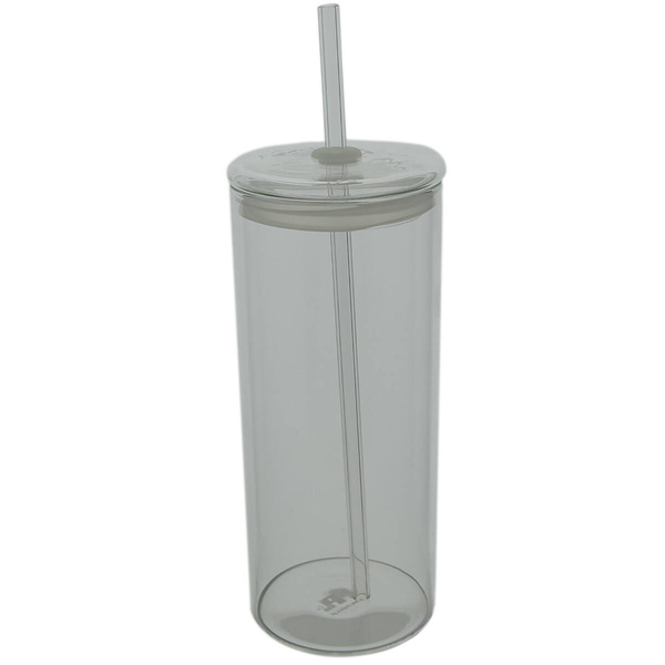 KUBEK BUTELKA SZKLANA BIDON ZE SŁOMKĄ 600ml SZKLANKA