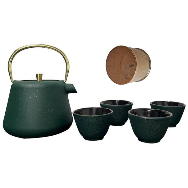 CZAJNIK IMBRYK ŻELIWNY 1L ZAPARZACZ SITKO STALOWE DO HERBATY +4 CZARKI