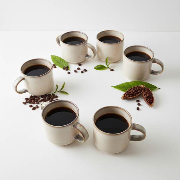 KUBKI DO KAWY HERBATY KUBEK ZESTAW 6 SZT BEŻOWO SZARE 350 ML Ø 9,5 CM