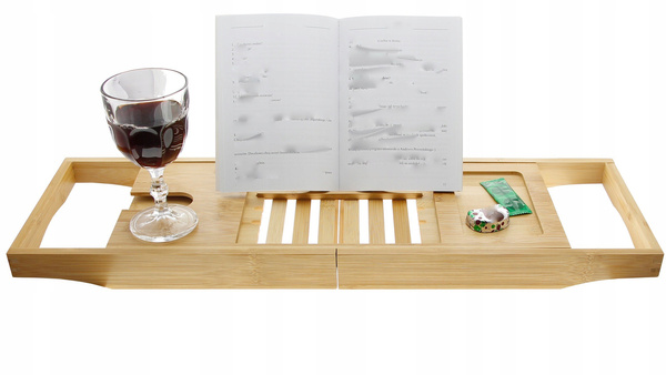 BAMBUSOWA PÓŁKA NA WANNĘ REGULOWANNA NAKŁADKA