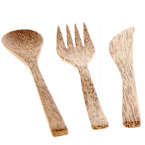 12 el SZTUĆCE DREWNIANE KOKOS WIDELEC NÓŻ ŁYŻKA
