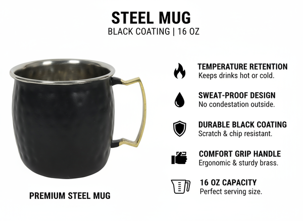 KUBEK STAL NIERDZEWNA 475 ML CZARNA POWŁOKA