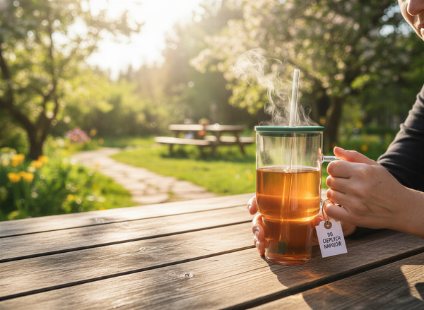 KUBEK BIDON SZKLANY TYPU STANLEY BIG 1,1L PRZEZROCZYSTY Z POKRYWKĄ I SŁOMKĄ