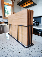 DESKI DO KROJENIA BAMBUSOWE ZESTAW 4 DESEK KUCHENNYCH + STALOWY STOJAK