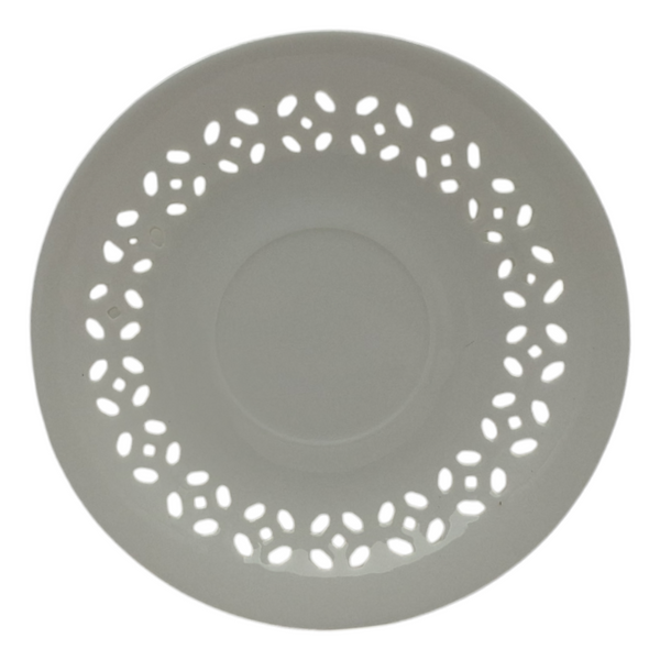 FILIŻANKA CERAMICZNA BIAŁA 260ml ZE SPODKIEM AŻUROWYM DO KAWY HERBATY