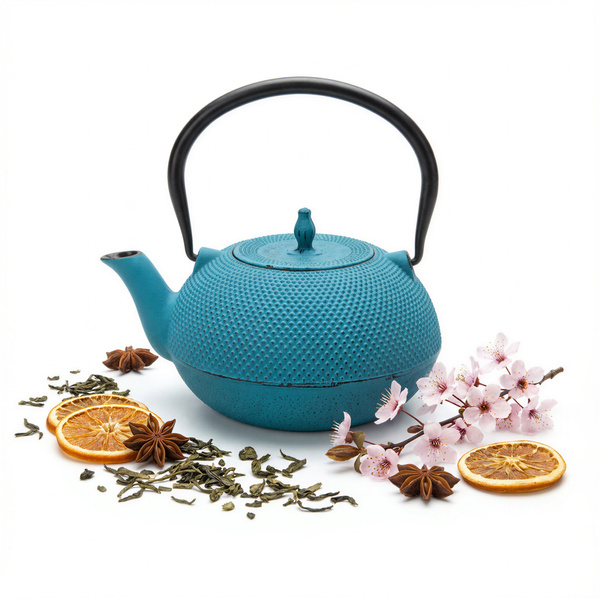 CZAJNIK ŻELIWNY IMBRYK 1.8L DUŻY TURKUSOWY DO HERBATY + ZAPARZACZ STALOWY