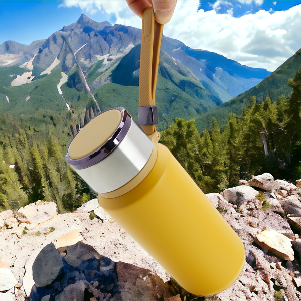 TERMOS KUBEK TERMICZNY PODRÓŻNY STALOWY 650 ml DO KAWY HERBATY WODY +SITKO