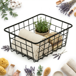 KOSZYK METALOWY CZARNY DRUCIANY NA OWOCE OZDOBNY