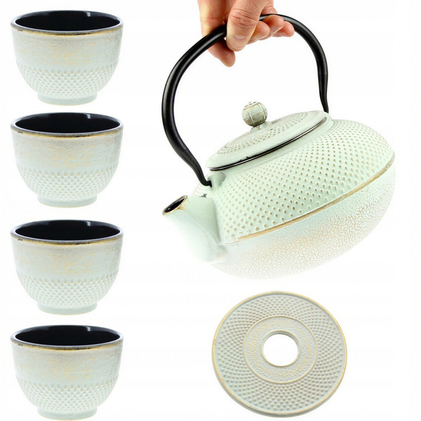 CZAJNIK IMBRYK ŻELIWNY 1,5L ZESTAW 5 SZT. MIĘTOWY Ø 18 CM DO HERBATY