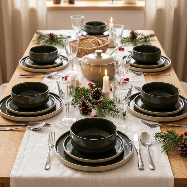 SERWIS OBIADOWY KOMPLET TALERZY 18EL. ZASTAWA OBIADOWA ZESTAW NA 6 OSÓB