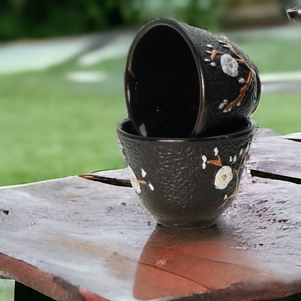 CZARKI ŻELIWNE 2 SZT ZESTAW ŻELIWNY DO HERBATY FILIŻANKI 60 ml