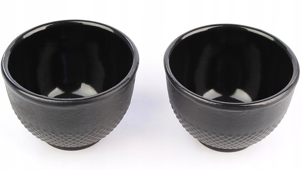 FILIŻANKI CZARKI ŻELIWNE ZESTAW DLA 4 OSOB DO HERBATY I ZIÓŁ 100 ml CZARNE