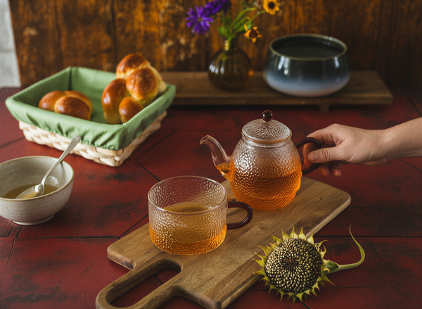 CZAJNIK DZBANEK Z ZAPARZACZEM 0,5L Z FILIŻANA 250ml ZESTAW DO HERBATY SZKŁO