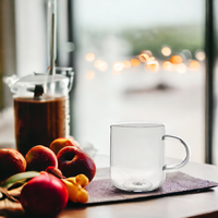 SZKLANKA KUBEK SZKLANY DO KAWY I HERBATY 330 ml. 9 cm PRZEZROCZYSTA