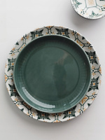 Ceramiczny TALERZ deserowy 21cm linia MOSAIQUE OLIVE bez wzoru