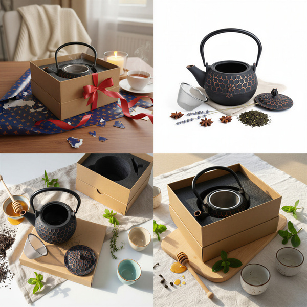 CZAJNIK ŻELIWNY IMBRYK 1,8L ZAPARZACZ DO HERBATY + PODGRZEWACZ + WIDELCZYK