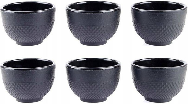 CZARKI ŻELIWNE 6 SZT ZESTAW ŻELIWNY DO HERBATY