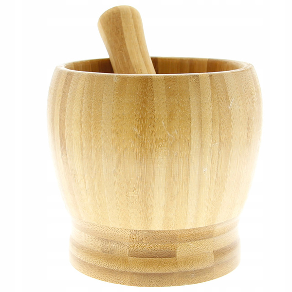 MOŹDZIERZ Z TŁUCZKIEM KUCHENNY BAMBUSOWY DREWNIANY DO ZIÓŁ I PRZYPRAW