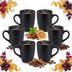 KUBEK x6 CZARNY KUBKI 300ml DO KAWY HERBATY