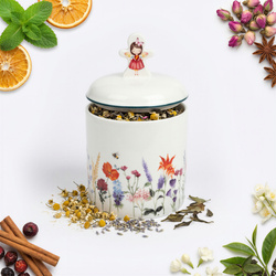 CERAMICZNY SŁOIK 750 ML DO PRZECHOWYWANIA PANI KWIATEK POKRYWKA