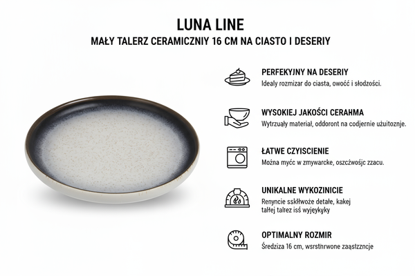 TALERZ MAŁY 16 CM PATERA CERAMIKA ELEGANCKI TALERZYK LUNA
