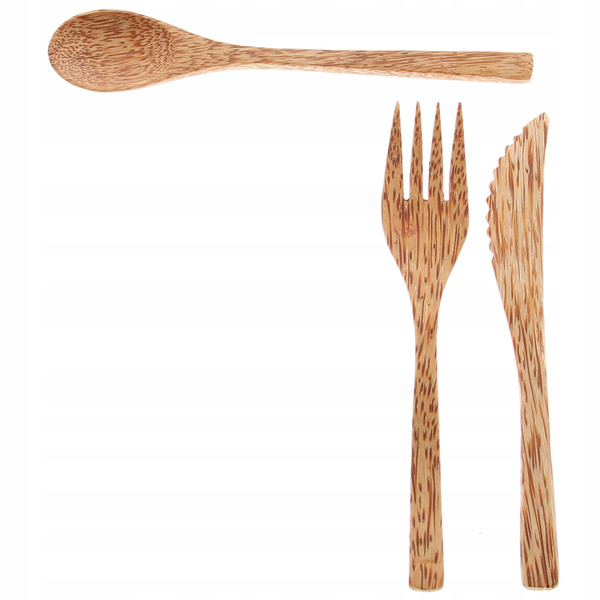 12 el SZTUĆCE DREWNIANE KOKOS WIDELEC NÓŻ ŁYŻKA